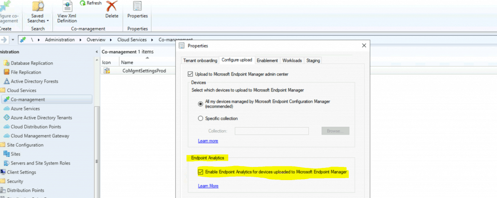 ConfigMgr How to Enable Upload Endpoint Analytics Data | SCCM