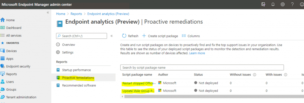 Deploy Proactive Remediation Script Packages | Built-in | SCCM