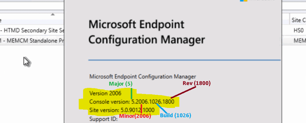 SCCM Versions Build Numbers Client Console Site 5 ConfigMgr Versions Numbers | Major Minor Build Rev of SCCM 12
