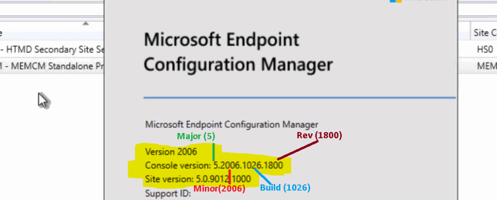 ConfigMgr Versions Numbers | Major Minor Build Rev of SCCM 12