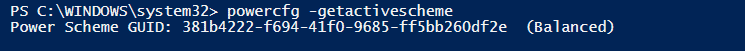 Windows 10 Power Options - Using commadline cmdline powercfg to retrieve the active power scheme