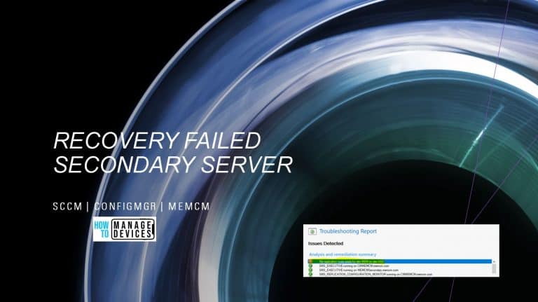 Secondary Server Recovery Failed