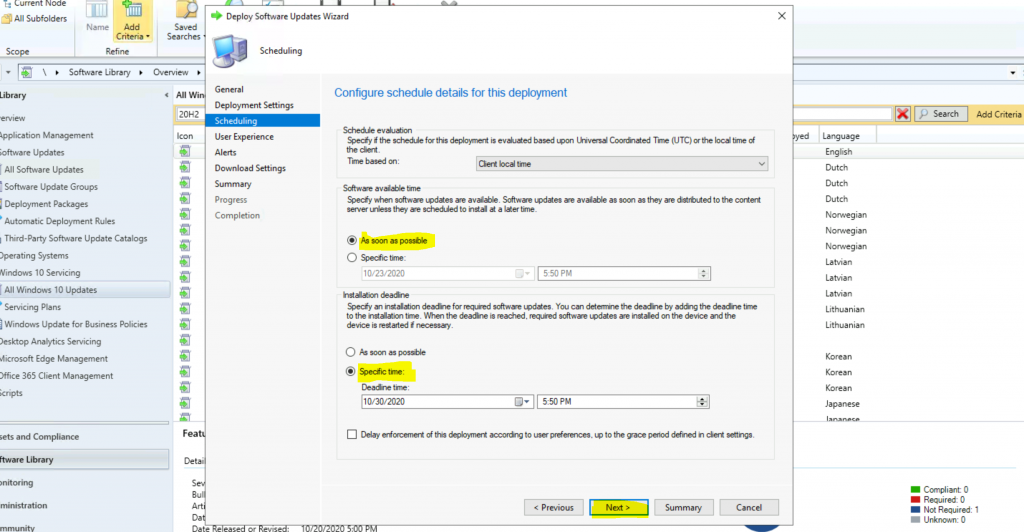 ConfigMgr Windows 10 Servicing Upgrade to 20H2 | SCCM 5