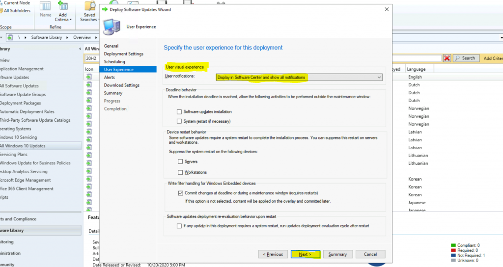 ConfigMgr Windows 10 Servicing Upgrade to 20H2 | SCCM