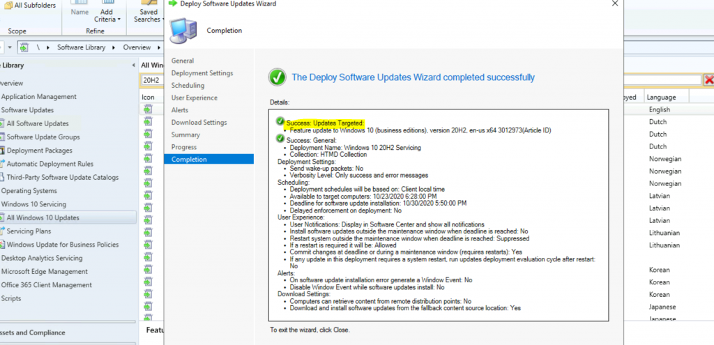 ConfigMgr Windows 10 Servicing Upgrade to 20H2 | SCCM 22 ConfigMgr Windows 10 Servicing Upgrade to 20H2 | SCCM