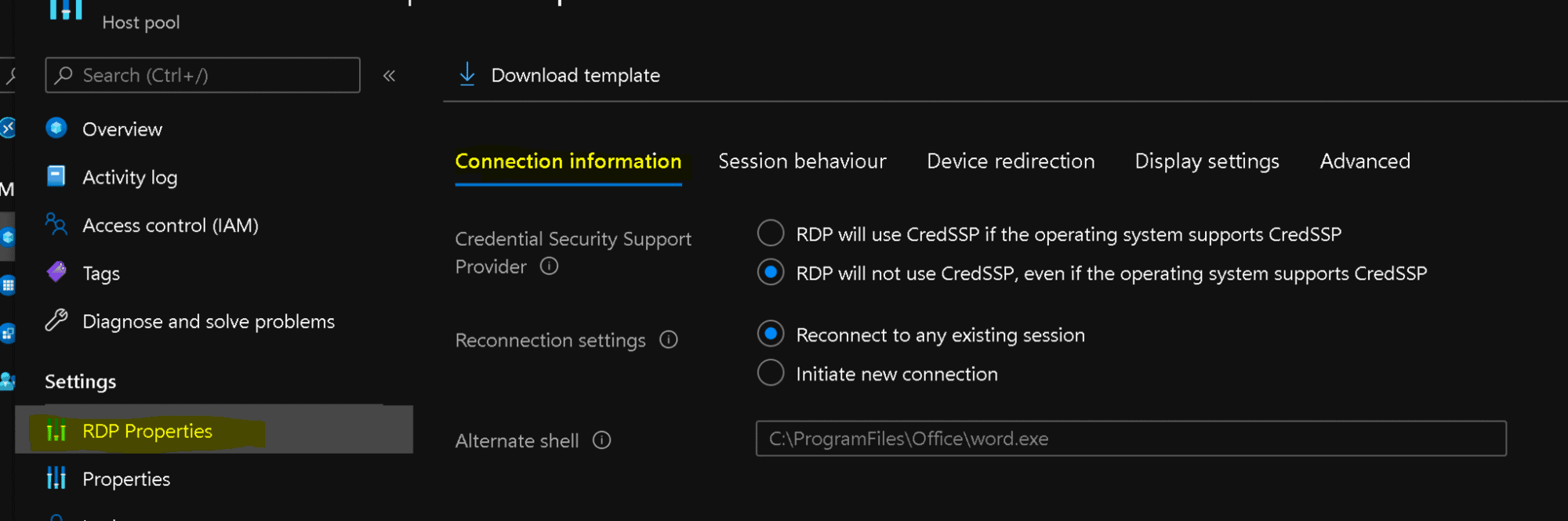 AVD RDP Settings Options Available In Azure Portal HTMD Blog