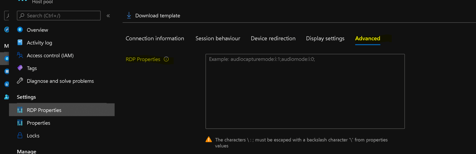 AVD RDP Settings Options Available In Azure Portal HTMD Blog