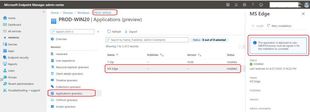 Install ConfigMgr Applications from Intune Portal | Admin Center - Fig.7