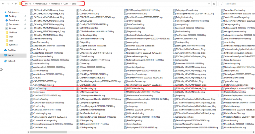 SCCM Log Files Updated List Client and Server