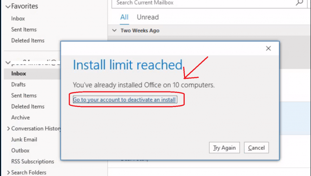Deactivate Office Install Fix Install Limit Reached Already Error - Fig.1