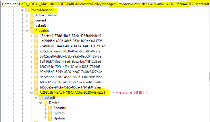 Easily Troubleshoot Windows 10 Intune MDM Policies - All config policies coming down from Intune are tagged to the Provider GUID which corresponds to the current Enrollment ID