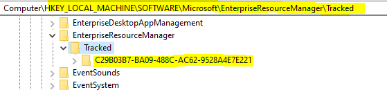 Easily Troubleshoot Windows 10 Intune MDM Policies - Locating the current Enrollment ID - Way 3 using Registry. [NOTE: This is not the Intune Device ID]