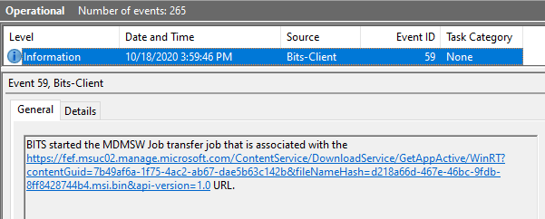 Windows 10 Intune App Deployment Support Help #2 - Tracking MSI app download using BITS-Client events