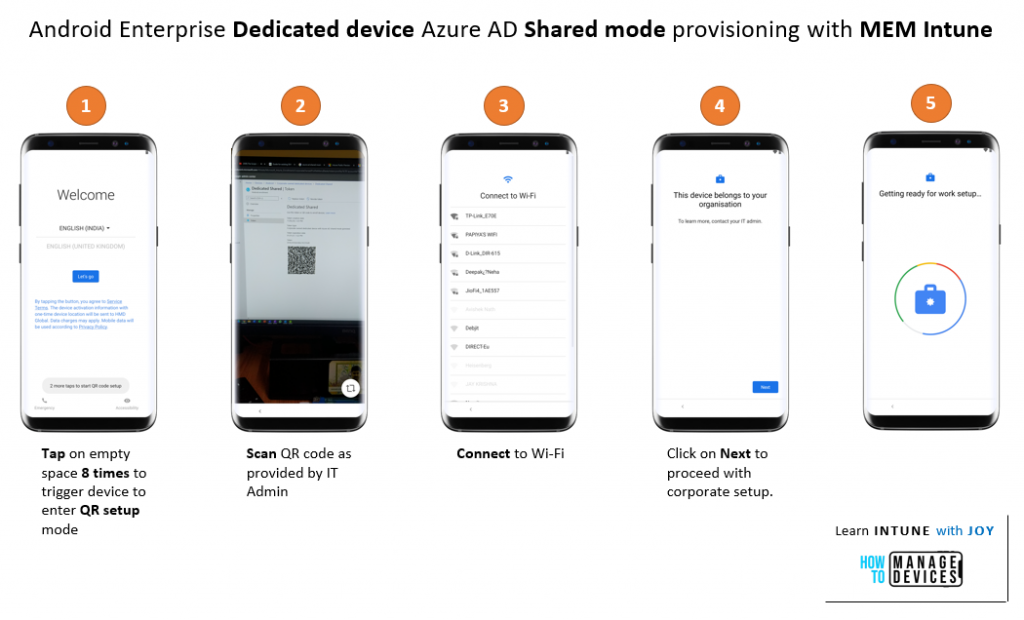 Device Provisioning Experience - Azure AD Shared Device mode with Android Enterprise Dedicated devices