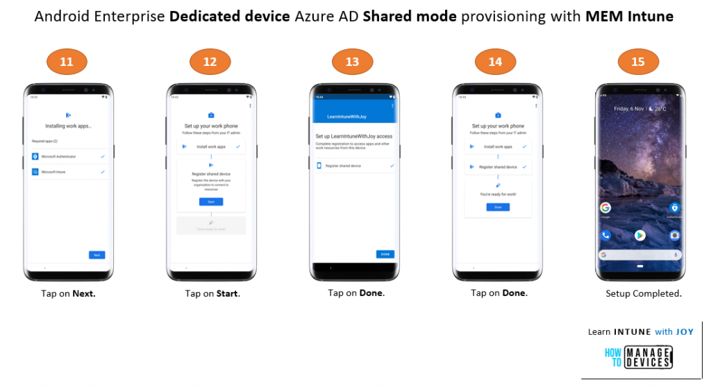 Device Provisioning Experience - Azure AD Shared Device mode with Android Enterprise Dedicated devices