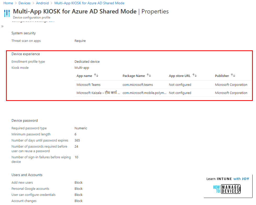 Azure AD Shared Device mode - Create a Multi-App KIOSK profile to allow apps to run within Managed Home Screen