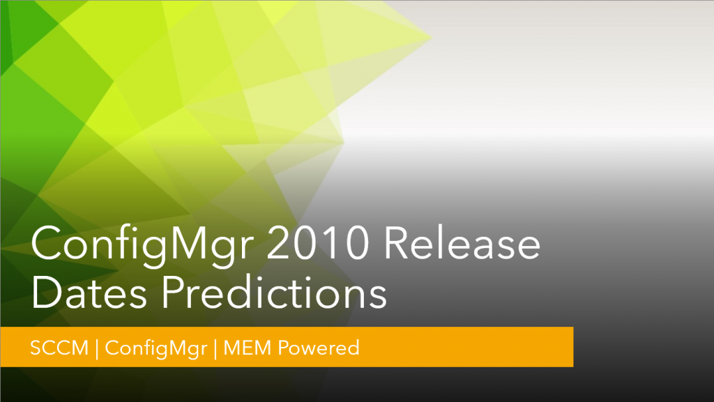 ConfigMgr 2010 Release Date Predictions | SCCM