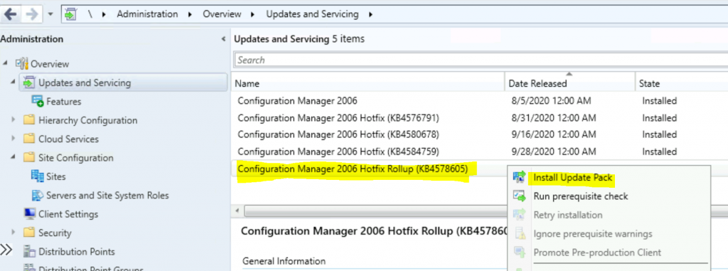 ConfigMgr 2006 Hotfix KB4578605  SCCM | Update Rollup | 22 Fixes