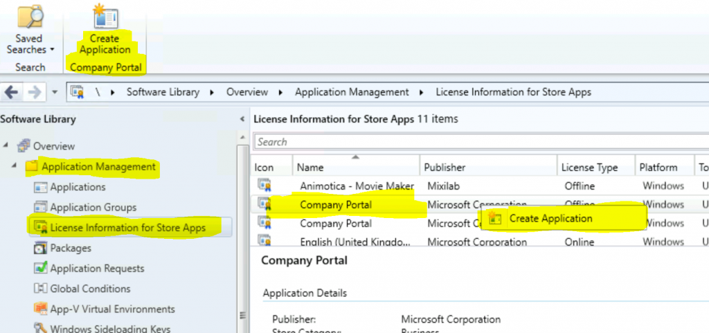 Create Microsoft Store Apps in SCCM Application Fig. 1