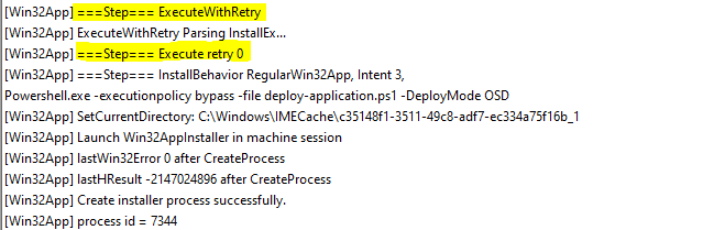 Override GRS: Trigger IME to retry failed Win32 App deployment - IME Execution of an app is marked with the Retry count