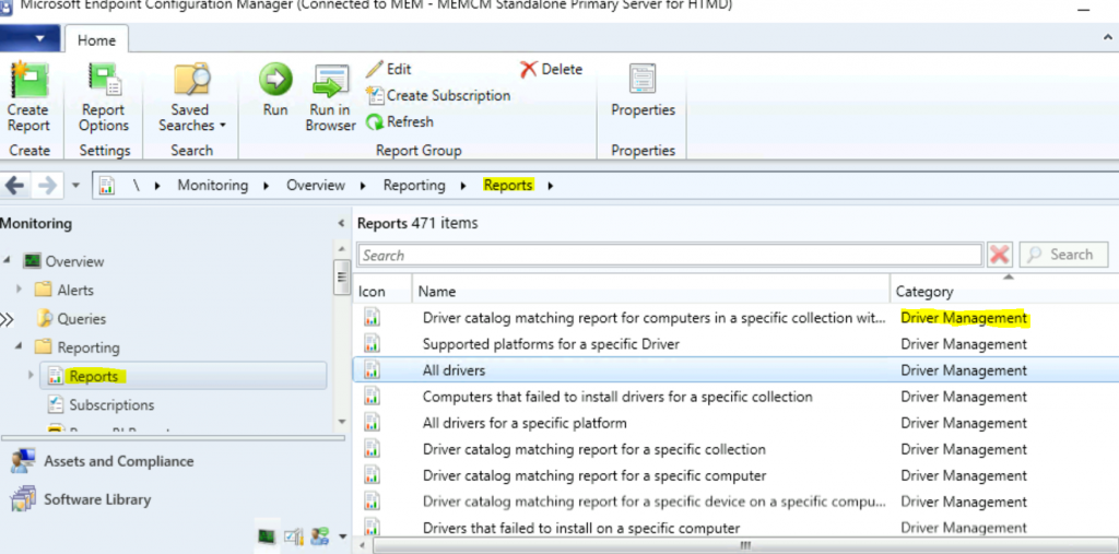 SCCM Reports on Driver Management ConfigMgr Reports Driver Management | SCCM | Default