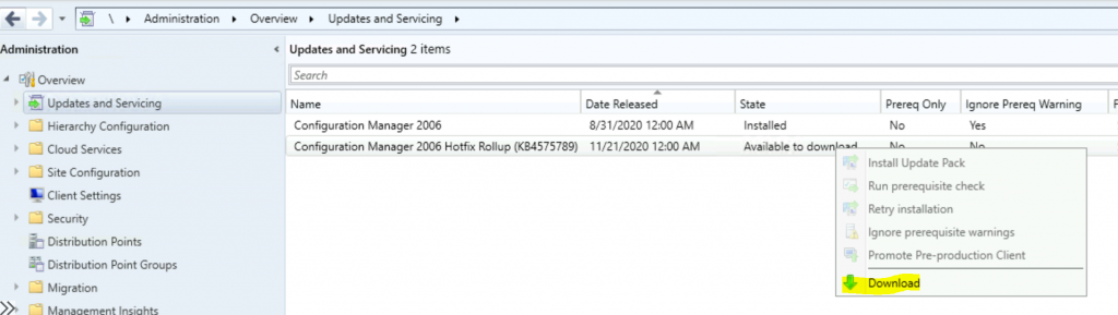 SCCM 2006 Revised Update Rollup Hotfix KB4575789 ConfigMgr