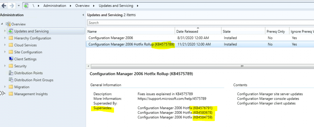 SCCM 2006 Revised Update Rollup Hotfix KB4575789 ConfigMgr