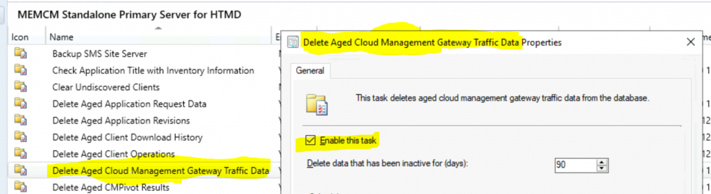 ConfigMgr Delete Aged Cloud Management Gateway Traffic Data Task | SCCM