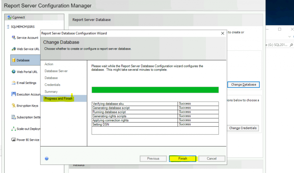 ConfigMgr Create a New Database for SSRS Reporting Service