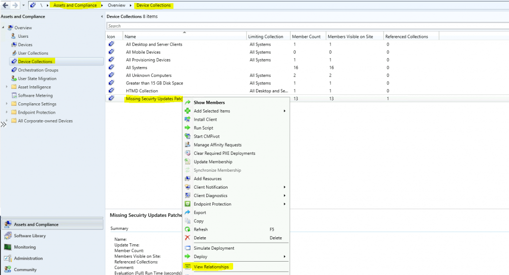 ConfigMgr Collection View Relationships Graph | SCCM - collection dependency relationships