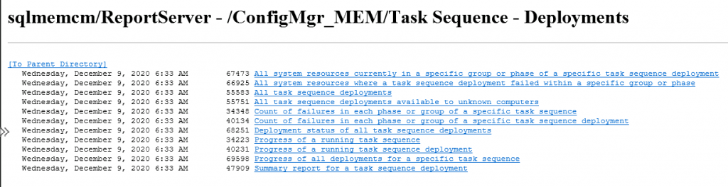 ConfigMgr Reports Task Sequence | Default | SCCM