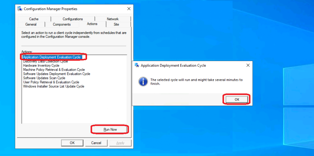 ConfigMgr Client Actions Application Deployment Evaluation Cycle | SCCM