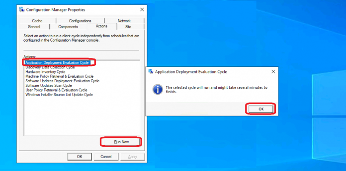 ConfigMgr SCCM Client Action Application Deployment Evaluation Cycle 
