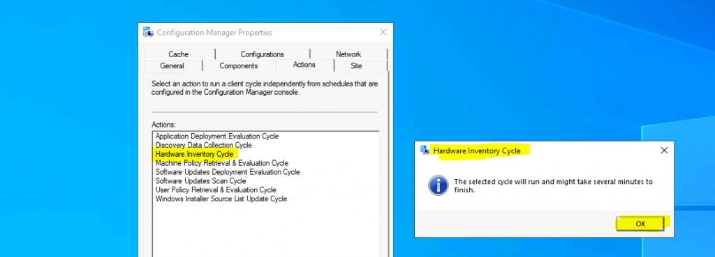 ConfigMgr Client Action Hardware Inventory Collection Cycle | SCCM