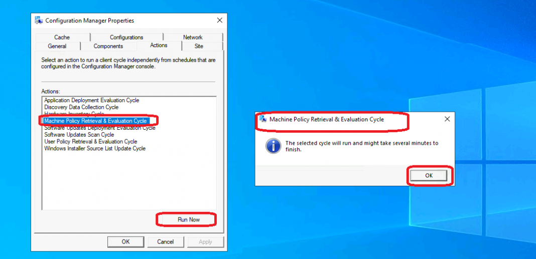 Machine Policy Request Evaluation Cycle Client Action SCCM ConfigMgr ...