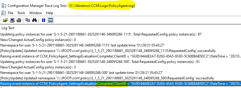 Machine Policy Request Evaluation Cycle Client Action SCCM ConfigMgr 1