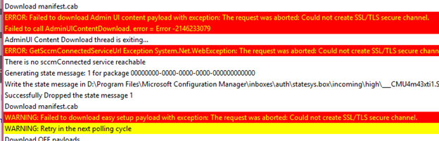 FIX ConfigMgr Upgrade Download Error