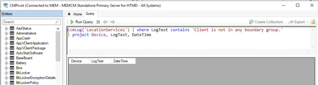 ConfigMgr CMPivot Query to Find Clients not Part of Any Boundary Groups | SCCM