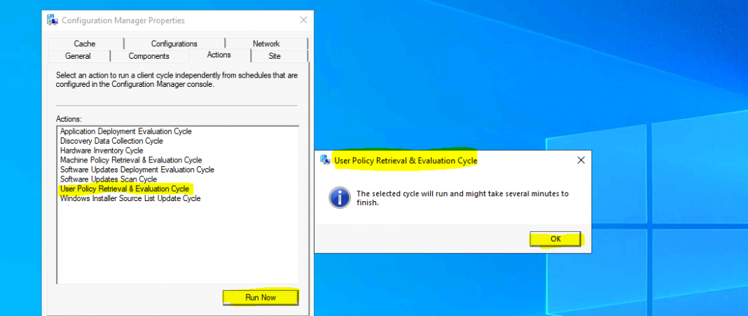 ConfigMgr User Policy Retrieval & Evaluation Cycle Client Action | SCCM ...
