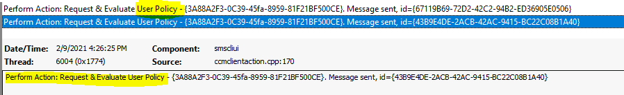ConfigMgr User Policy Retrieval & Evaluation Cycle Client Action | SCCM