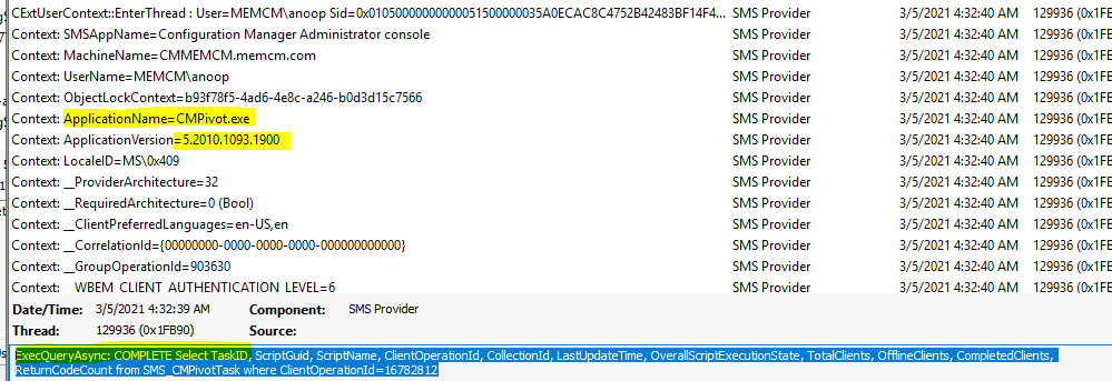 ConfigMgr CMPivot Logs | Background Process Guide | SCCM