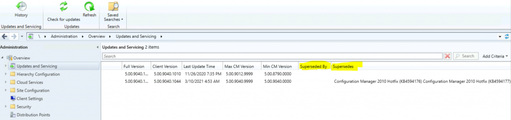 ConfigMgr Superseded By Supersedes Columns | SCCM