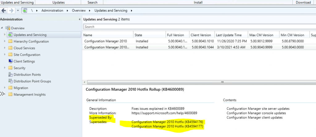 ConfigMgr Superseded By Supersedes Columns | SCCM