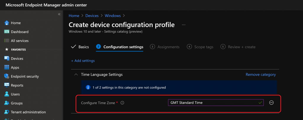 How to Set Time Zone for WVD VMs with Endpoint Manager | Intune Policies | Settings Catalog