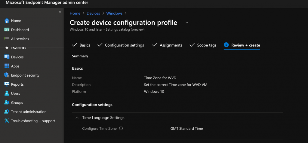 How to Set Time Zone for WVD VMs with Endpoint Manager | Intune Policies | Settings Catalog