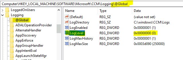 ConfigMgr Client Enable Verbose Logging Debug Logging | SCCM