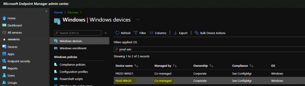 Device Configuration Workload Switch ConfigMgr Co-Management | SCCM