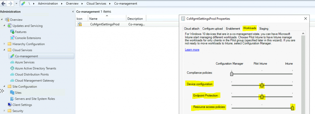 Device Configuration Workload Switch ConfigMgr Co-Management | SCCM