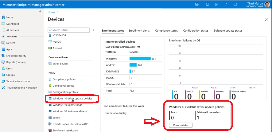 Intune Driver Firmware Update Policies | Review Approve Schedule Suspend Options - Pic Credits to Microsoft