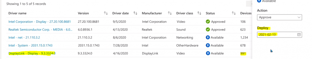 Intune Driver Firmware Update Policies | Review Approve Schedule Suspend Options - Pic Credits to Microsoft